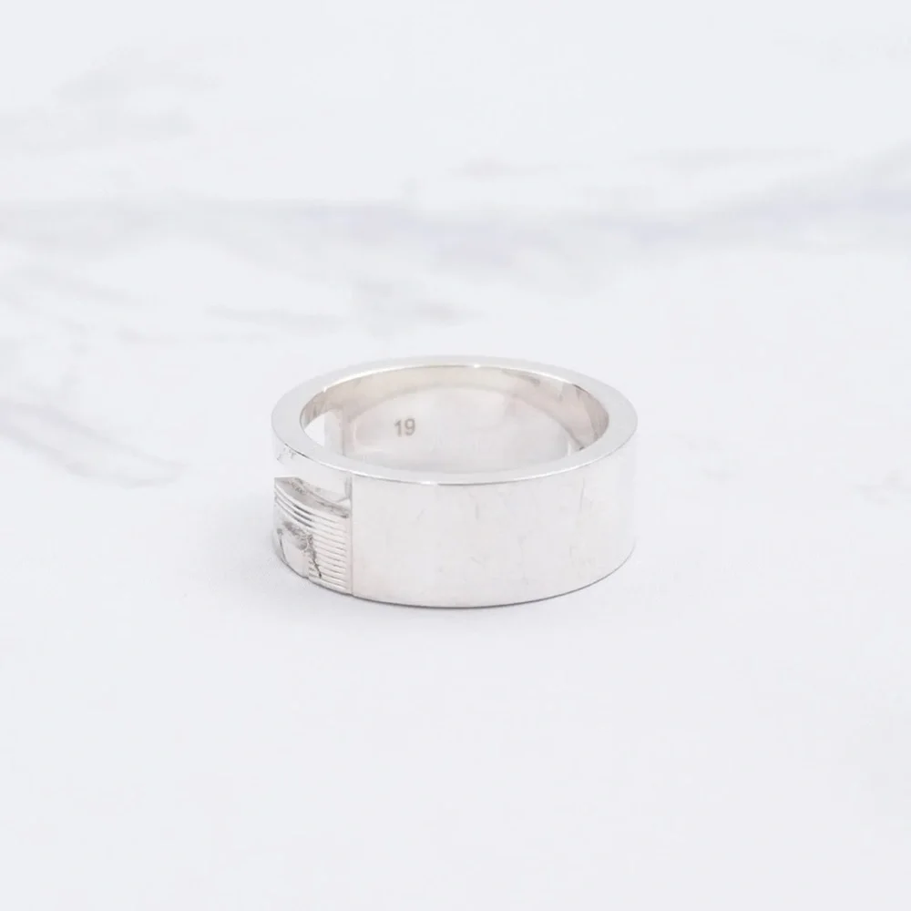 Authentic Gucci Classic G Logo Monogram 925 Sterling Silver Band Ring Size 9.5 - Picture 4 of 11
